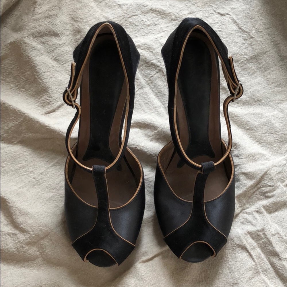 MARNI Satin Peep-Toe Pumps Architectural Heel - Picture 3 of 6